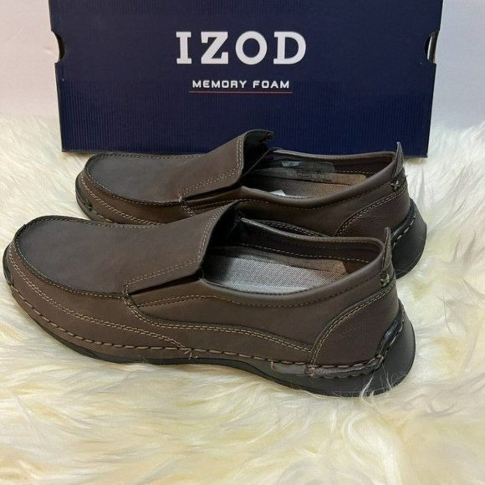 NEW!! Izod Thomas Men's Brown Slip-On Memory Foam Shoes Size 10,10.5, 11 12 - Picture 7 of 11